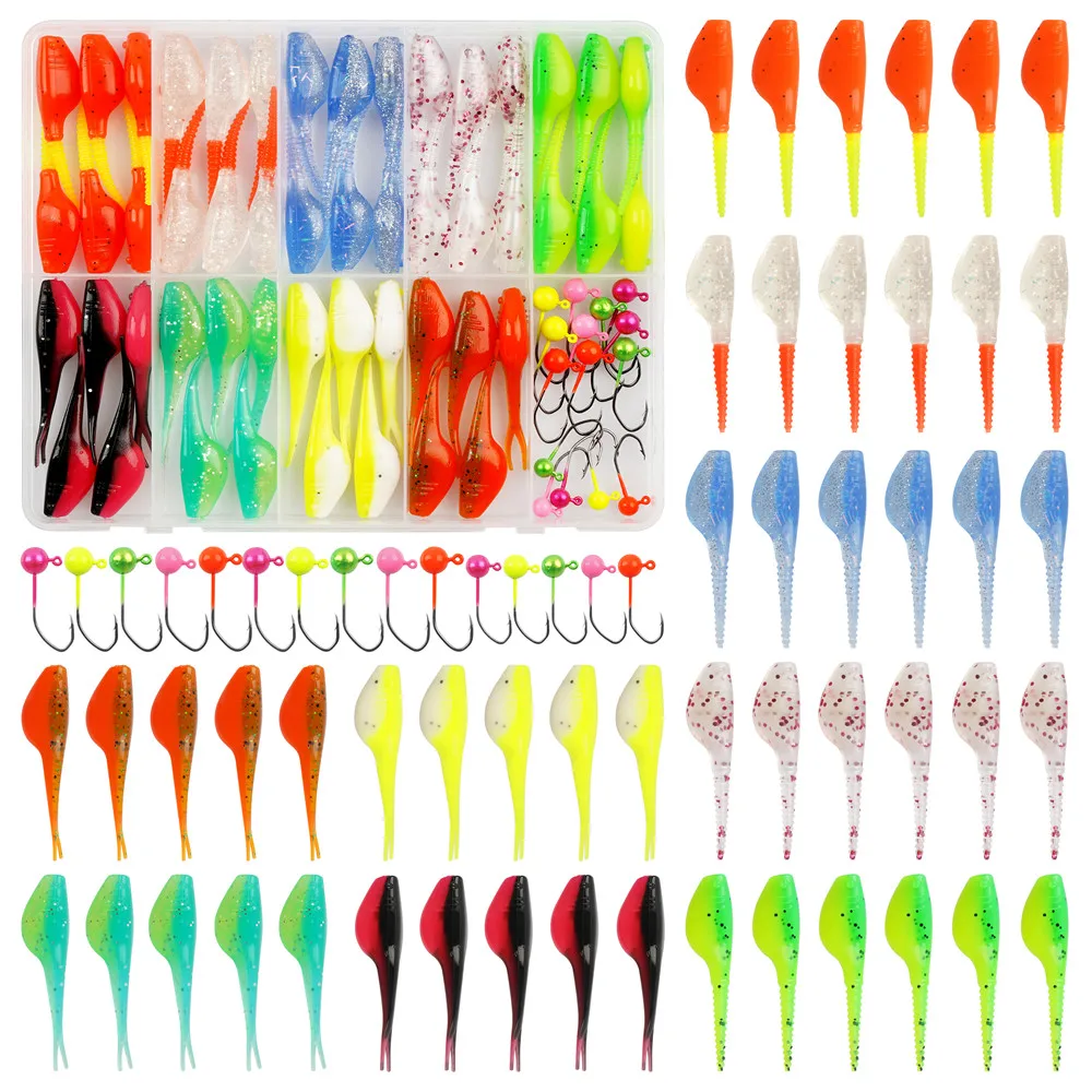 Kit de señuelos con cabezas de jig para crappie, vinilos bifurcados - imagen 4