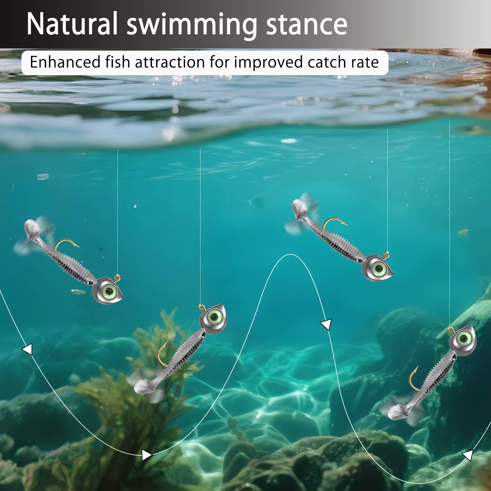 Anzuelos Jig FishTrip con Ojos 3D Luminosos – Para Señuelos Blandos - imagen 4