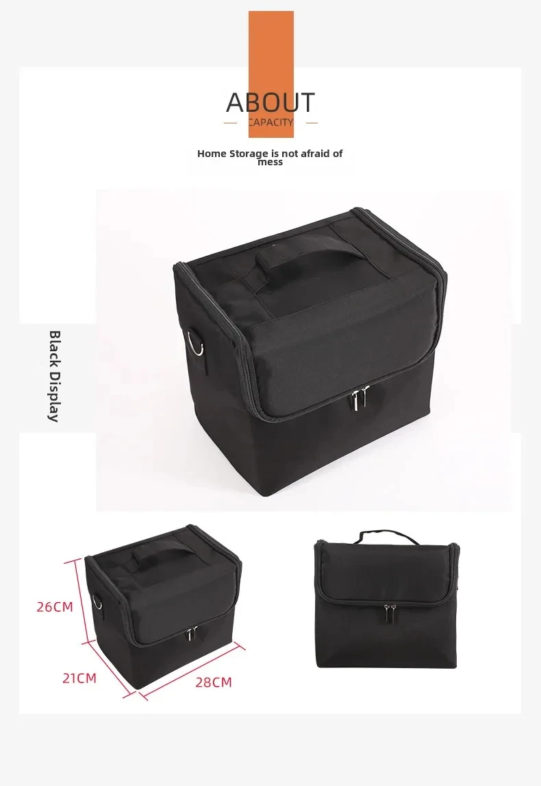Imagen del estuche cerrado con asa, listo para transportar