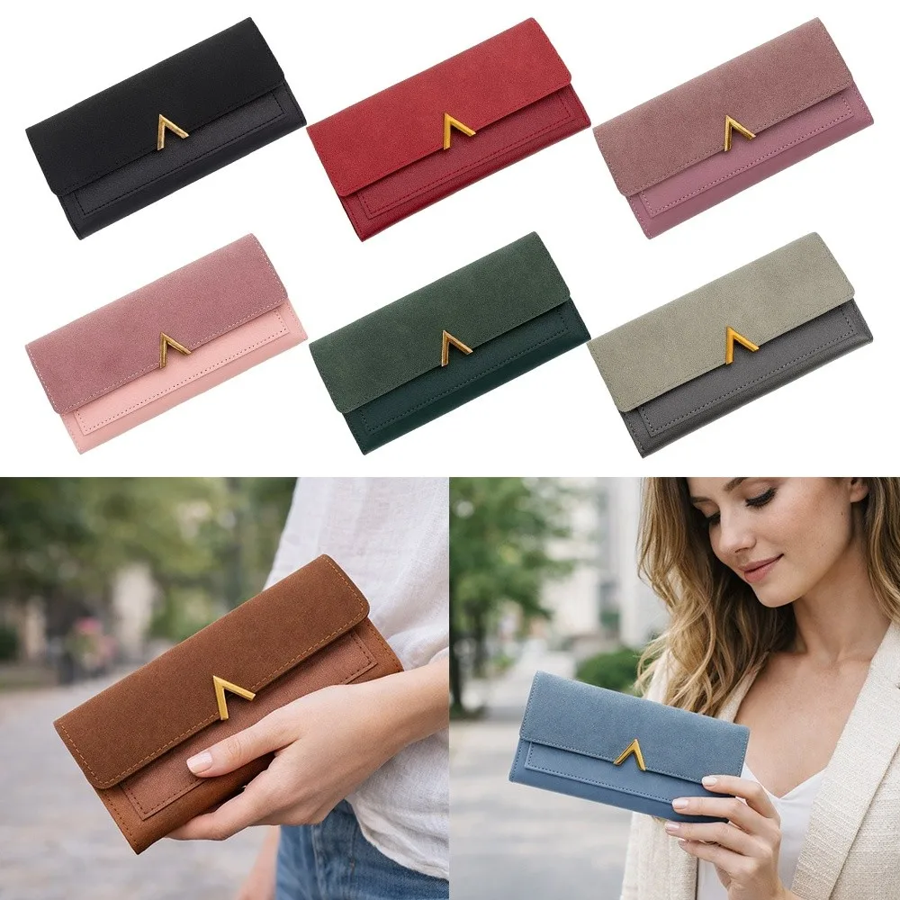 Cartera triple PU con monedero, cierre de broche para mujer - imagen 3