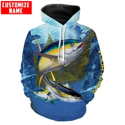 Sudadera con Capucha Pesca de Atún – Diseño 3D Azul