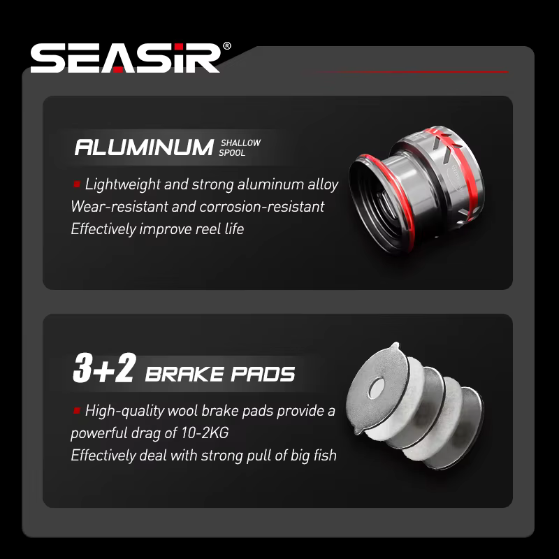 SEASIR OER Carrete ultraligero aluminio para pesca en mar y río