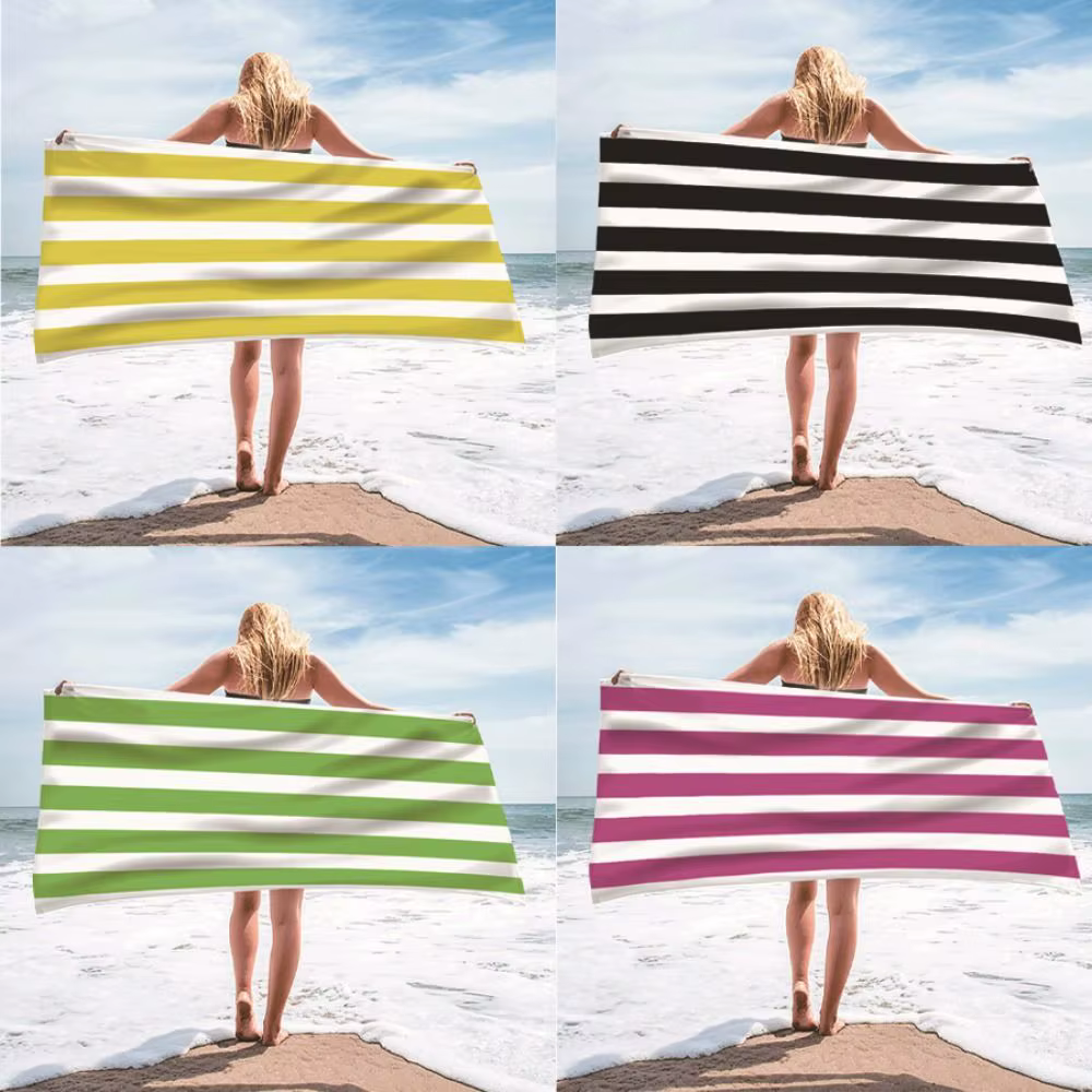 Toalla Microfibra Playa Rayas, Ligera y Absorbente – Viajes y Piscina - imagen 2