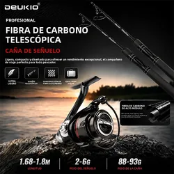 DEUKIO Combo caña y carrete ultraligero de carbono para pescar