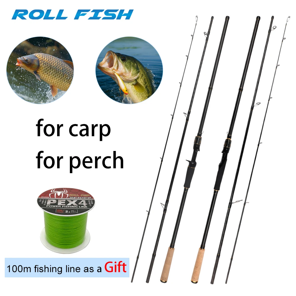 Caña extensible ROLL FISH de 2,88-3,3 metros para pesca de agua dulce y salada