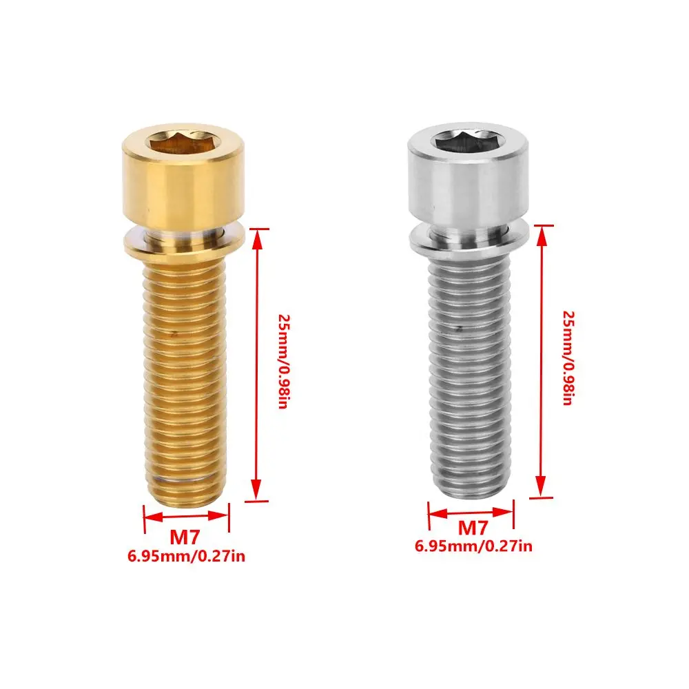 Tornillos de vástago de bicicleta M7x25mm dorados