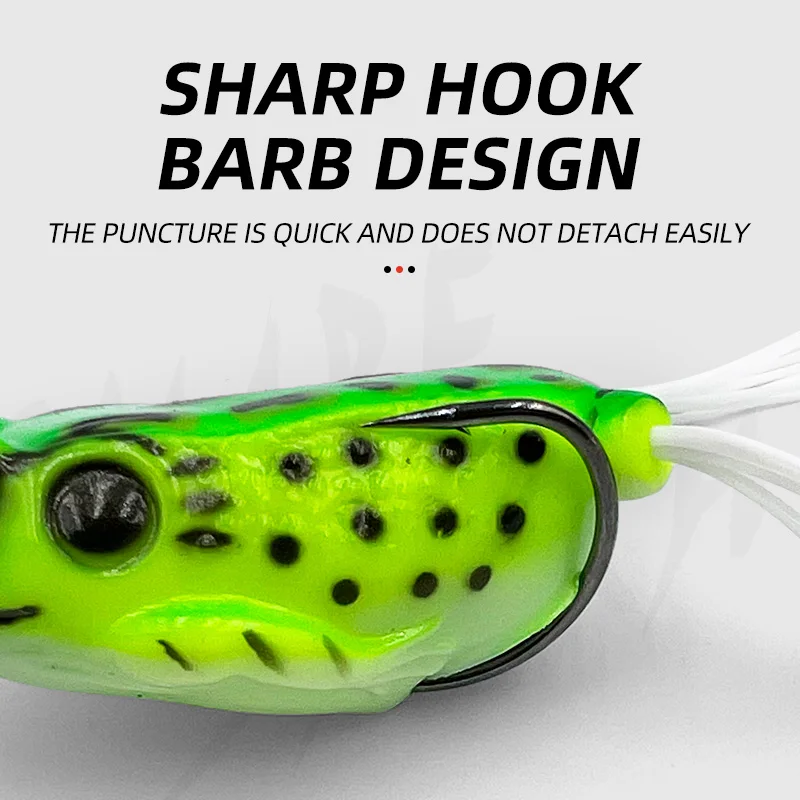 ShareShark Señuelo rana topwater de vinilo con ojos 3D y anzuelos - imagen 3