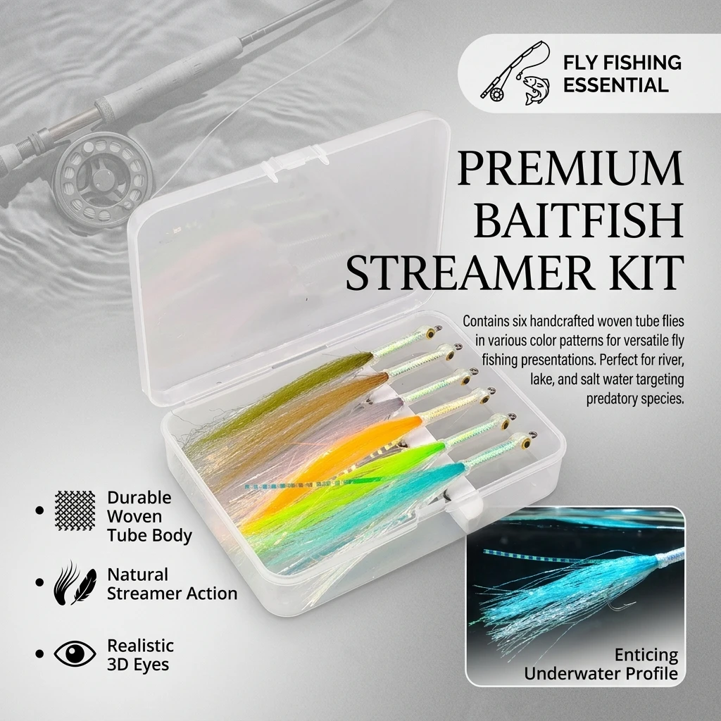 Streamer mosca con tubo tejido y diseño cinta para trucha y lubina - imagen 2