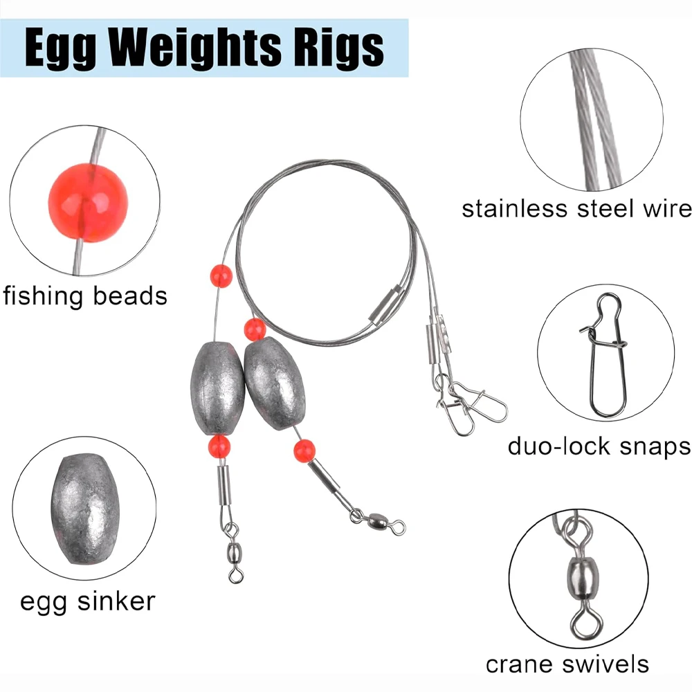 Aparejos de pesca con forma de huevo, plomo y alambre de acero - imagen 4