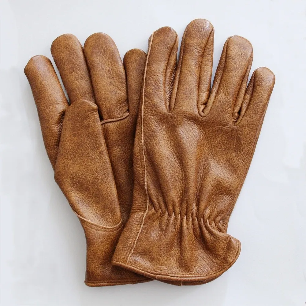 Guantes motocicleta piel vaca marrón vintage tie-dye – resistentes