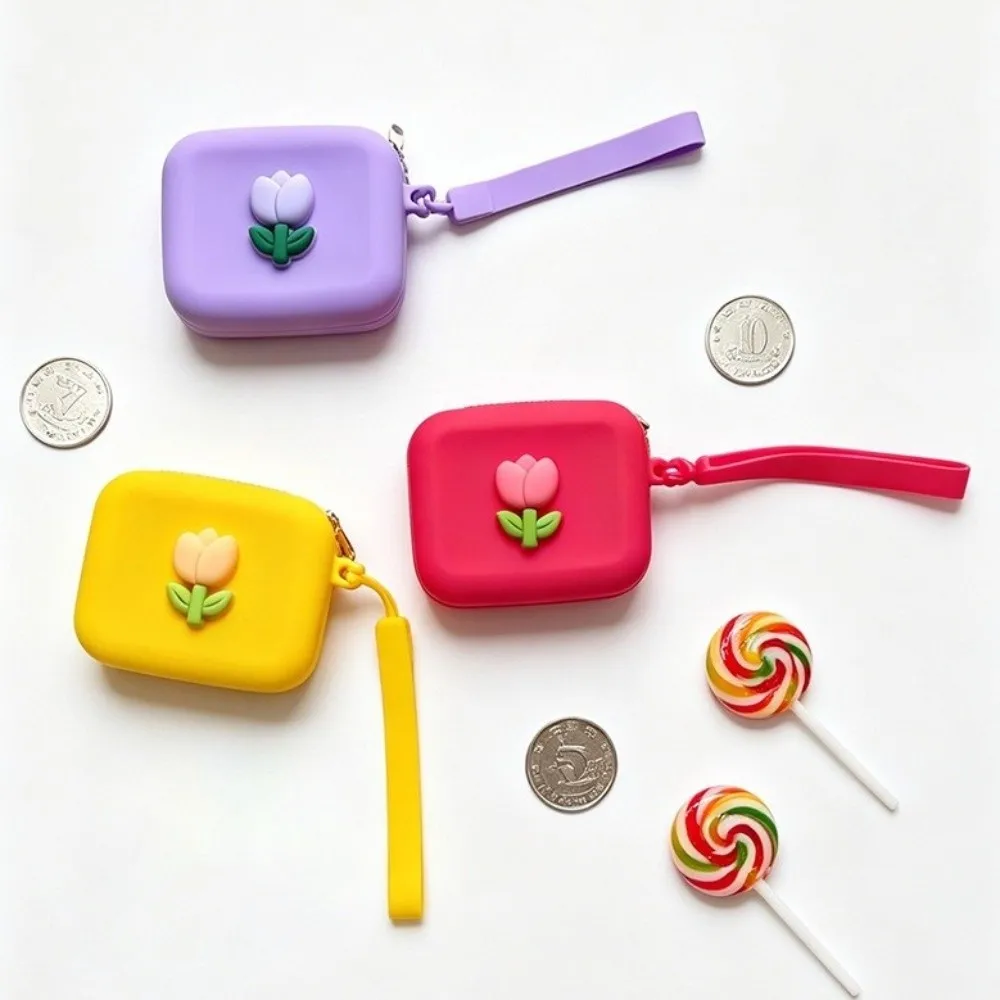 Monedero impermeable de silicona con cordón y diseño floral - imagen 2