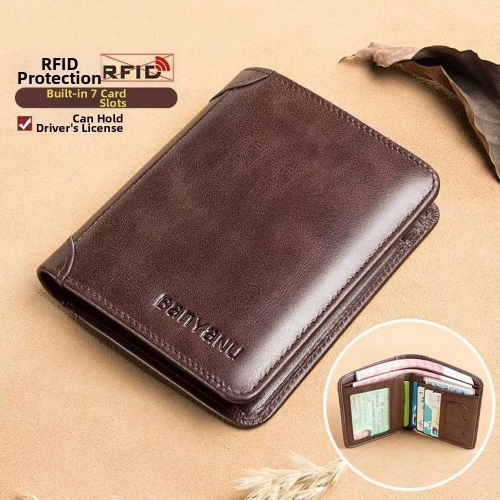 Cartera RFID plegable unisex – tarjetero compacto de cuero sintético - imagen 5