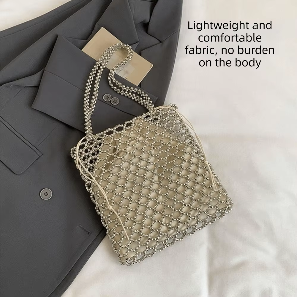 Bolso Tote Decorado con Perlas y Cristales Brillantes - imagen 4