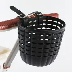 Cesta delantera de plástico retro tejida con asa para herramientas