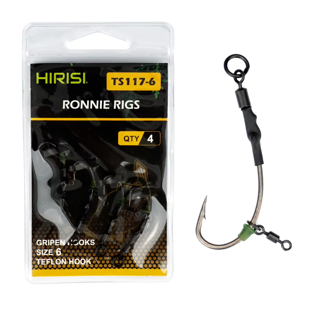 Hirisi Ronnie Rig con anzuelos de púas – montaje carp listo hair - imagen 4