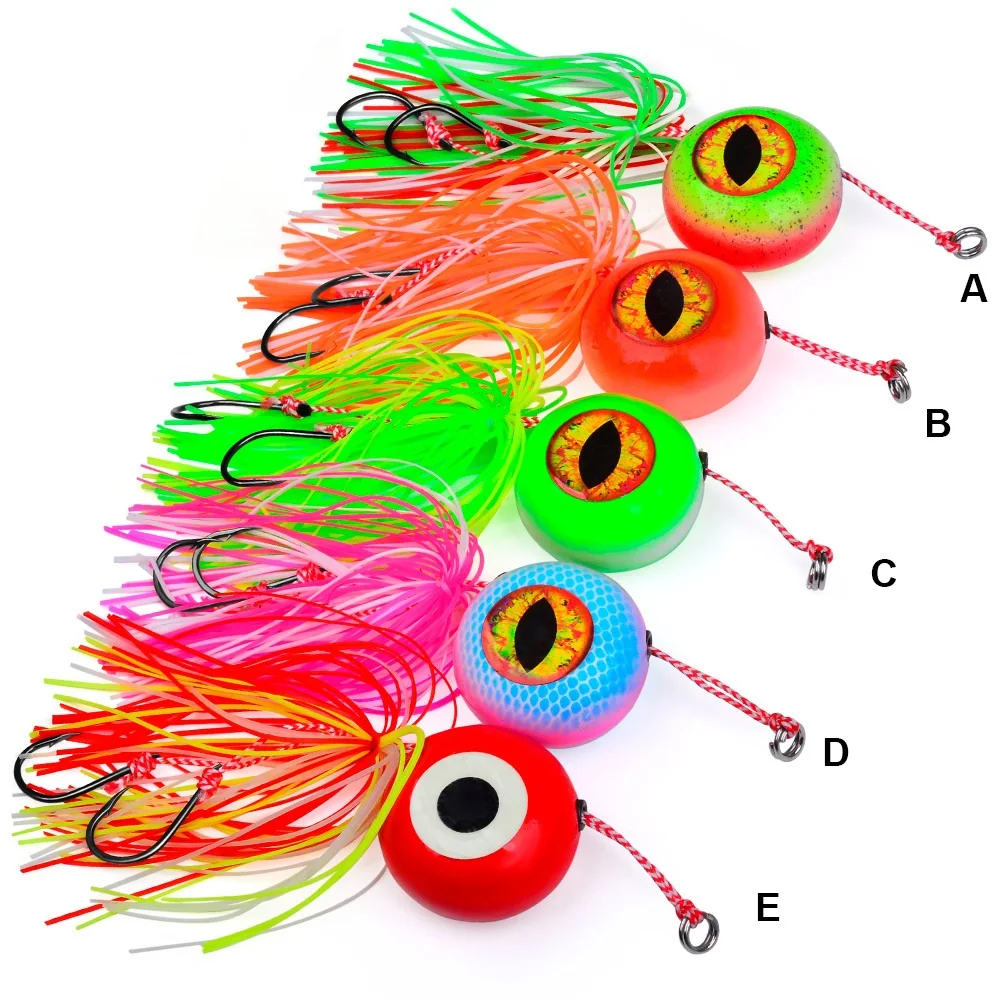 Señuelo Jigging con ojos 3D, cabeza plomo y faldas goma luminoso - imagen 2