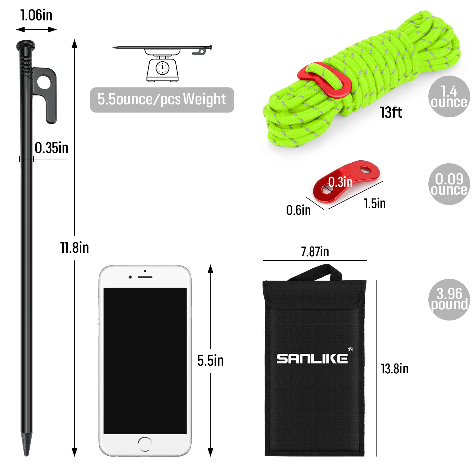 SANLIKE Piquetas para tienda de campaña – Acero al carbono resistentes - imagen 5
