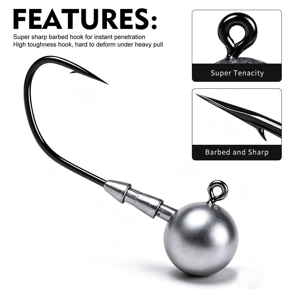 Anzuelos Jig Head PROBEROS offset redondo con púas para vinilo - imagen 4