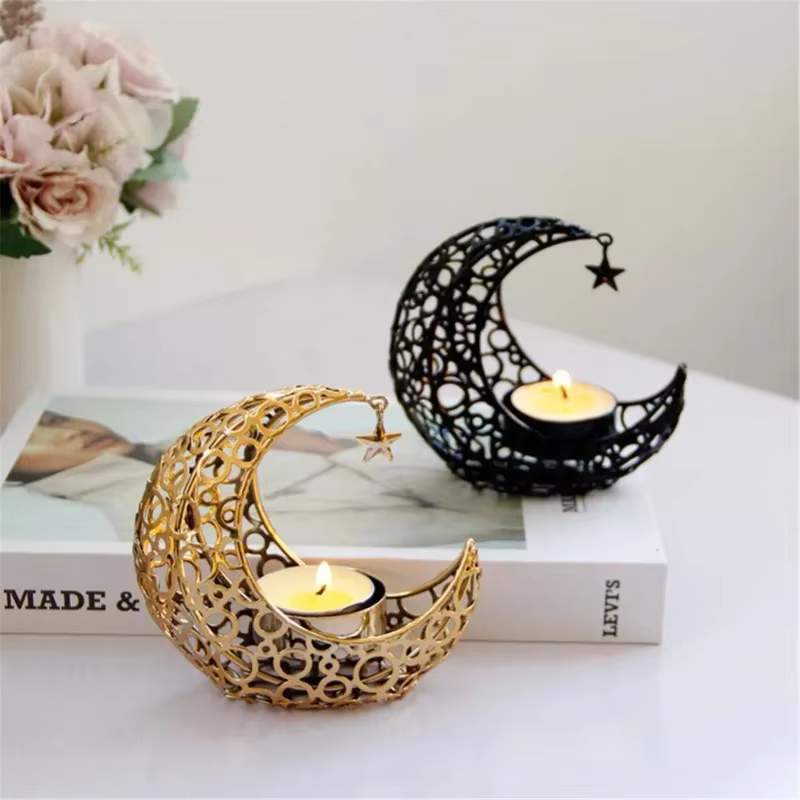 Candelabro Forma Luna en Metal – Decoración Ramadán - imagen 4
