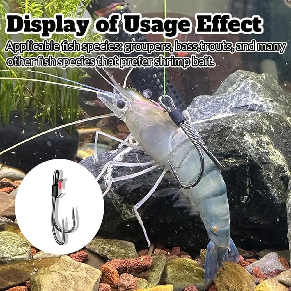 Anzuelo doble acero carbono para camarones vivos, sin malezas - imagen 3