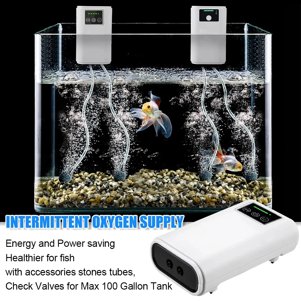 Bomba de oxígeno para pecera portátil y silenciosa USB recargable