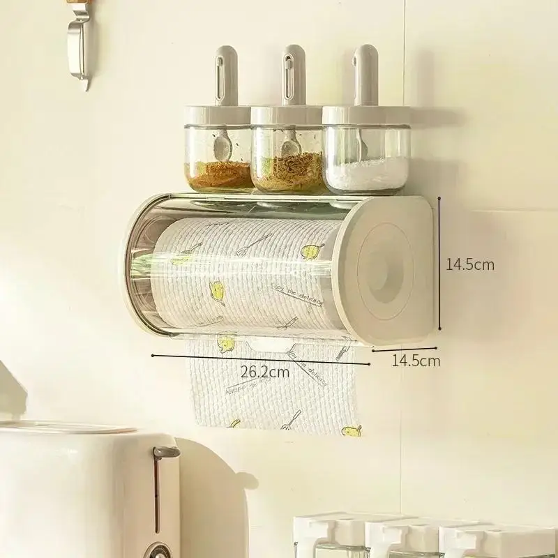 Portarrollos para papel de cocina con tapa antipolvo para pared - imagen 5