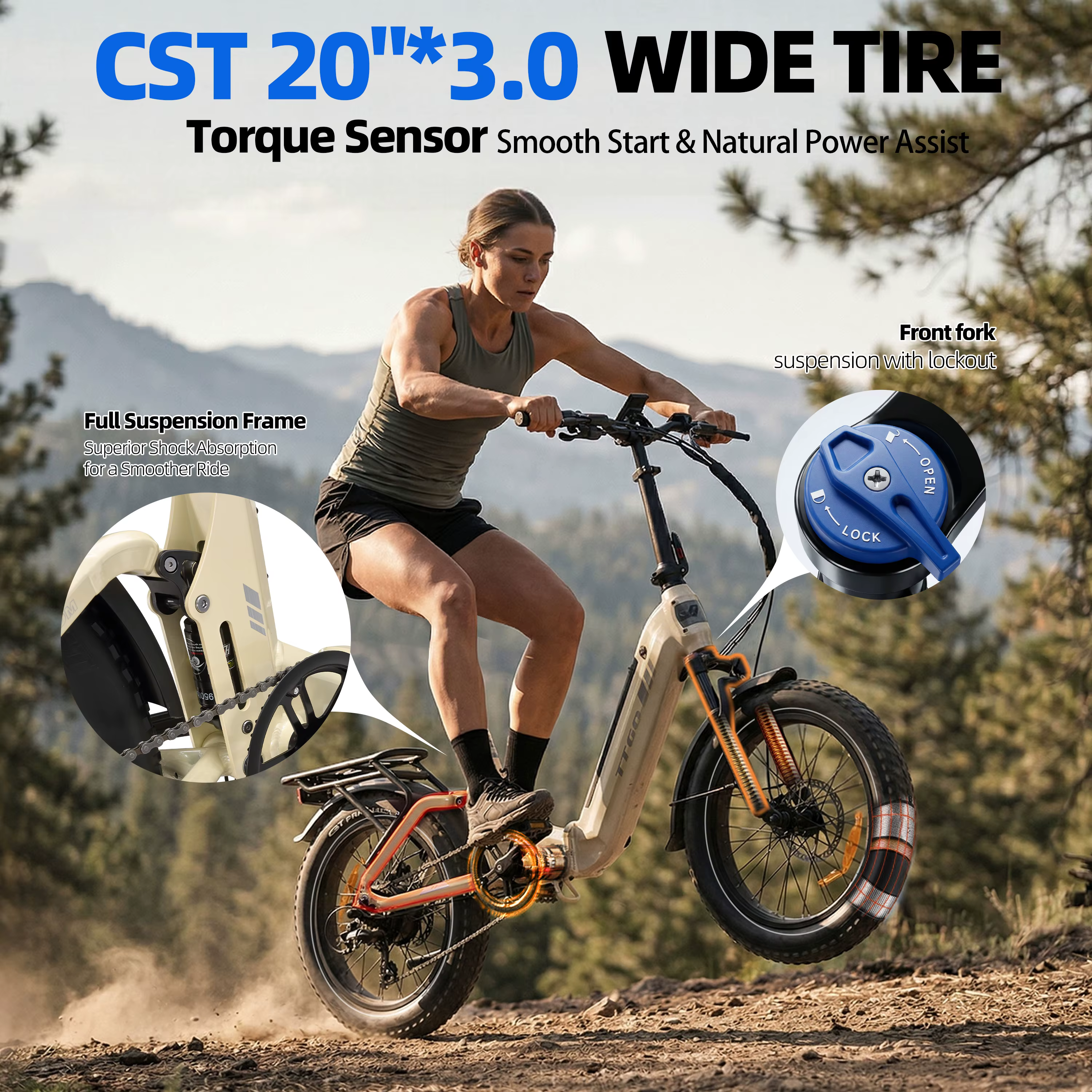 Bicicleta Eléctrica F7 Plegable de Montaña con Neumáticos Gruesos - imagen 3