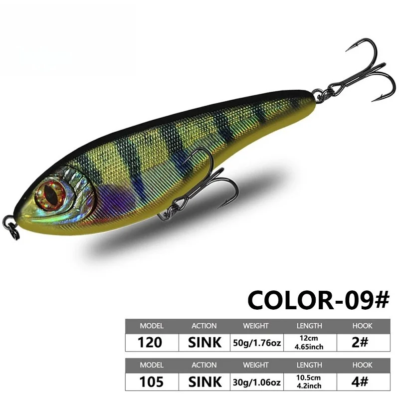 Jerkbait para lucios de agua dulce, señuelo duro con anzuelos afilados - imagen 3