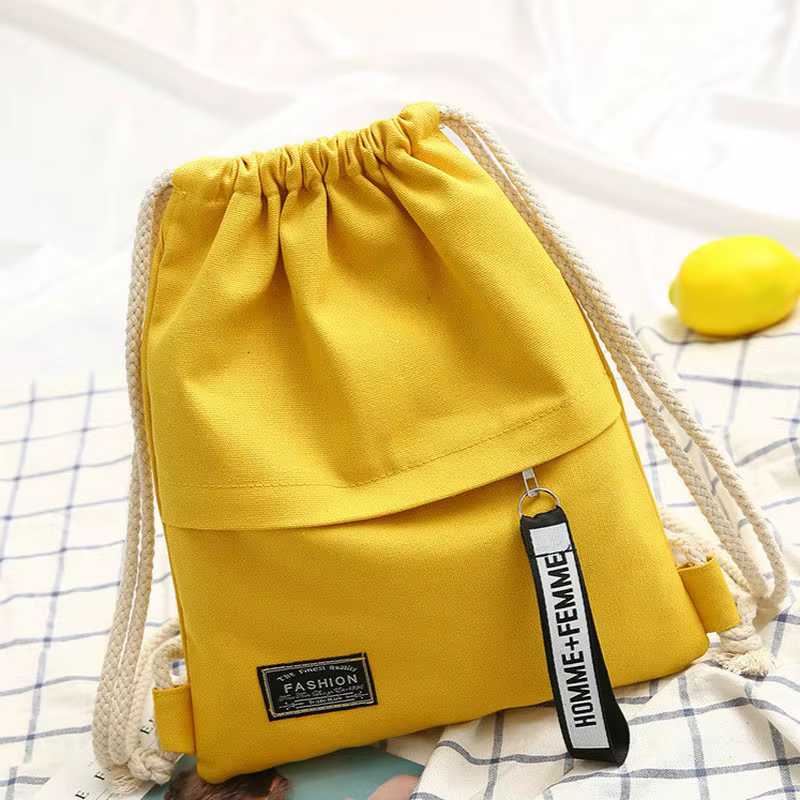 Mochila de lona con cordón – Bolso escolar para viaje unisex - imagen 4