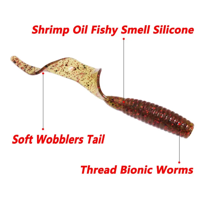 Gusanos de silicona con aroma a camarón - Jig wobbler suave para lubina - imagen 3