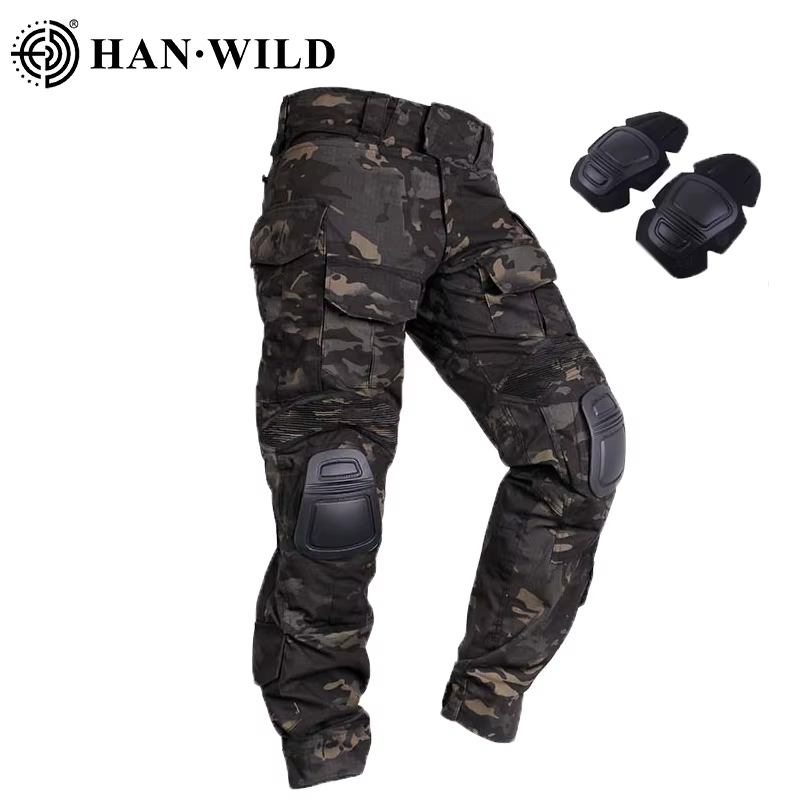 HAN WILD G3 pantalones pesca tácticos con rodilleras camuflaje algodón