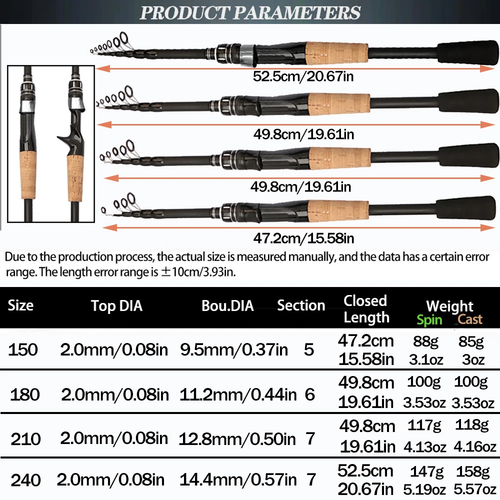 Combo caña telescópica súper ligera y compacta con carrete baitcasting - imagen 4