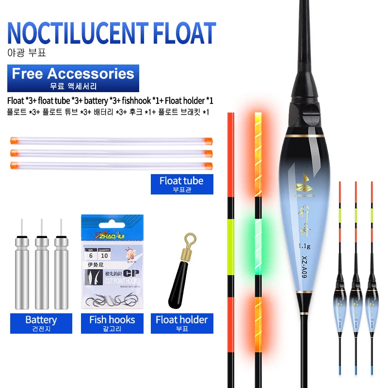Flotadores luminosos para pesca nocturna