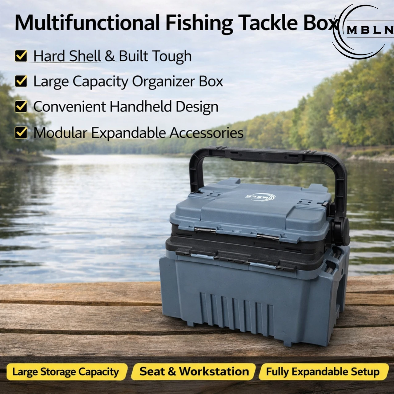 Caja de pesca multifuncional con asiento y espacio para pesca