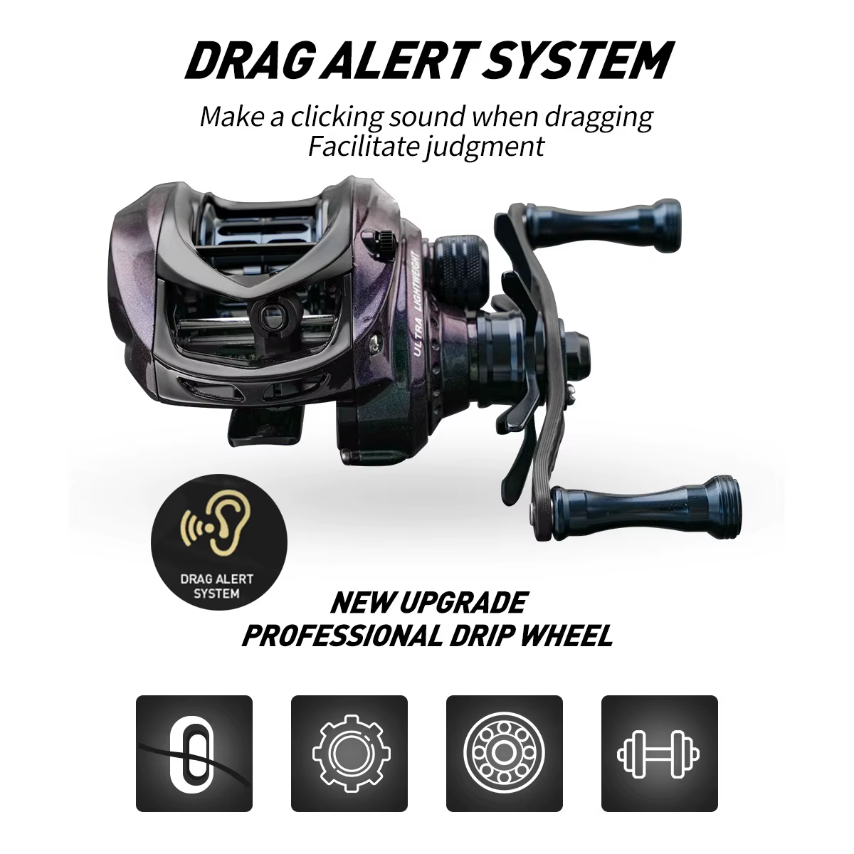 Carrete Baitcasting BFS ultraligero – Rodamientos cerámicos, arrastre 5kg - imagen 2
