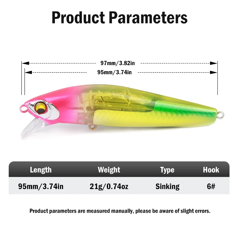 Leydun Señuelo Hundido Minnow 95mm 21g – Para lucio y lubina
