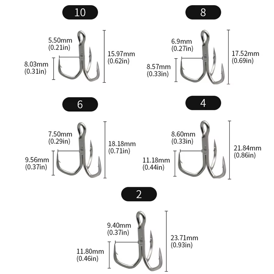 Anzuelos triples extrafuertes 5X Gaining — vista general del producto