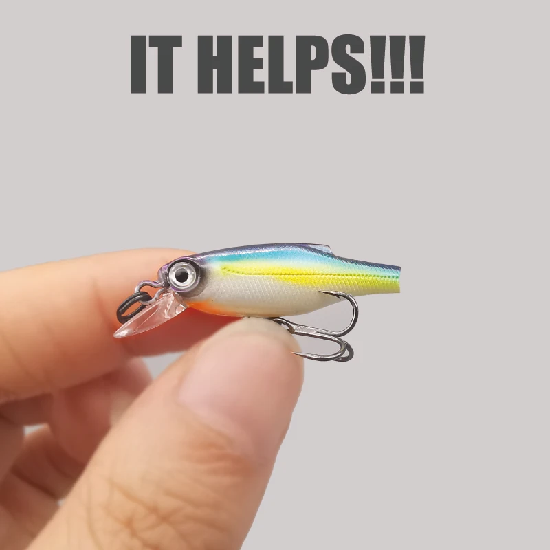 Lureholic Mini Minnow Duro Sumergible 3 cm 1 g con gancho Mustad - imagen 3