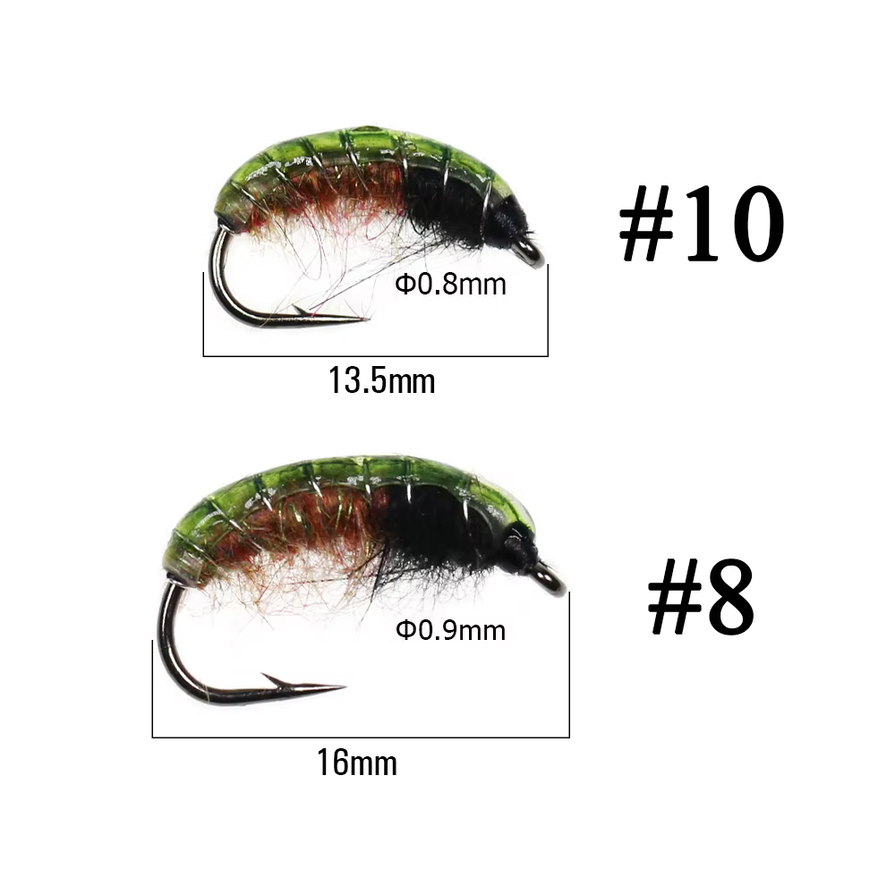 Ninfas Scud IcERIO UV verde – Mosca artificial para trucha - imagen 2