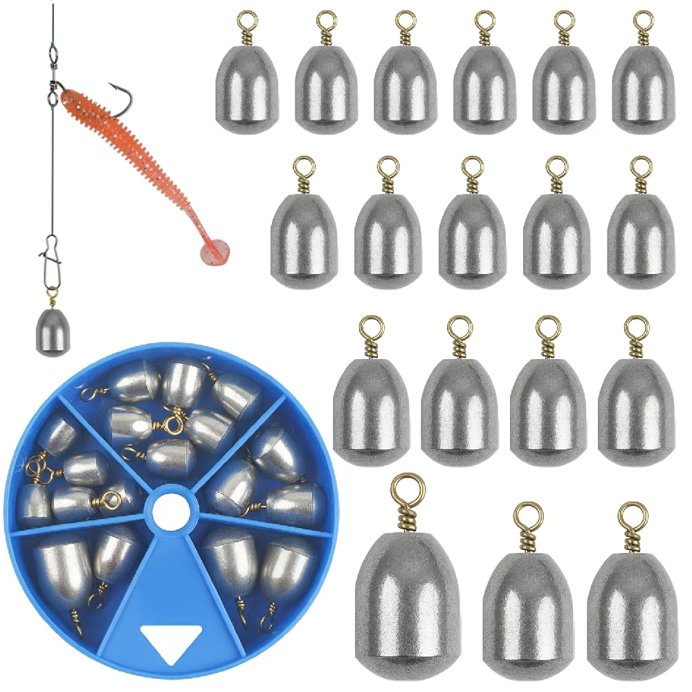 Juego de 18 plomos de pesca JSHANMEI en caja organizadora