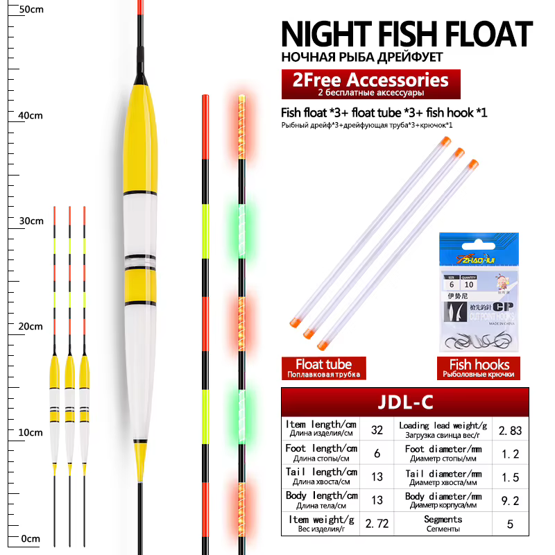 Flotadores luminosos nocturnos con tubos para pesca en lago y río - imagen 4