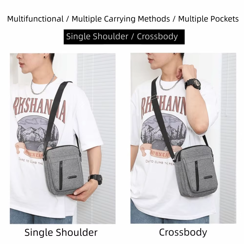 Bandolera de lona para hombre – Gran capacidad y correa ajustable - imagen 4