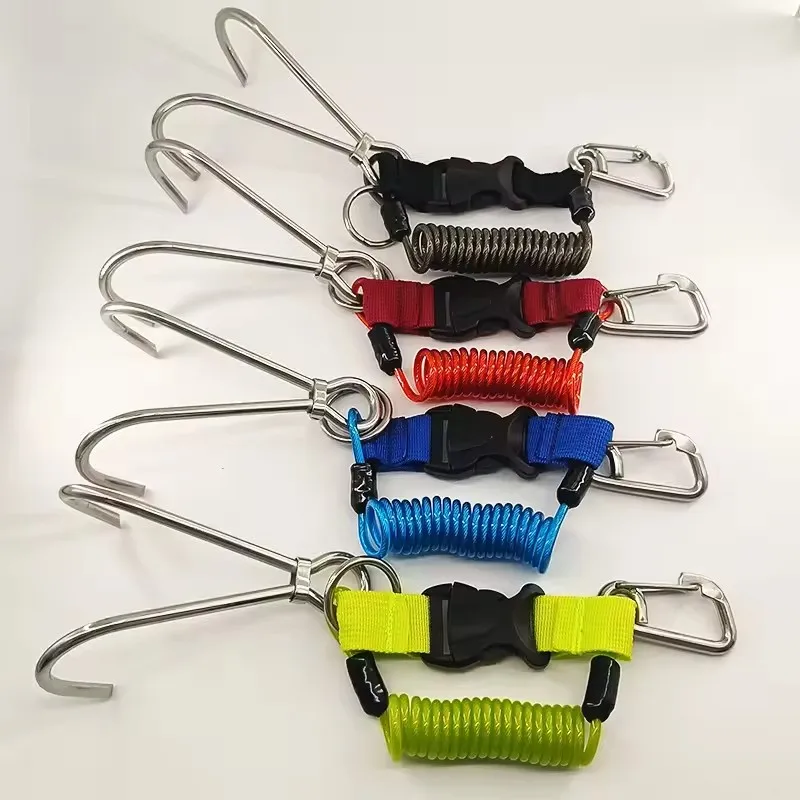 Gancho doble de acero inoxidable 316 con cuerda antipérdida y resorte - imagen 2