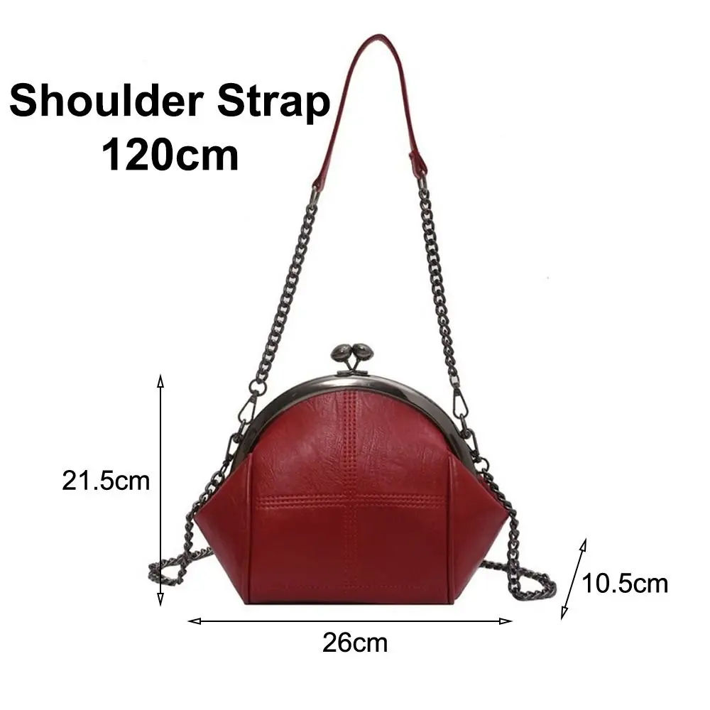 Bolso de Pesca cuero PU vintage con bandolera, cierre clip diario - imagen 3