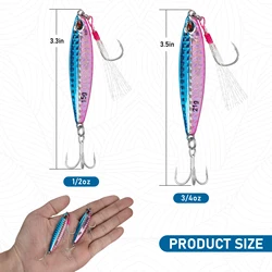 Señuelo jigging lento metálico spinner con anzuelo y ojos 3D para mar