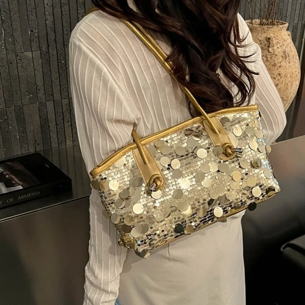 Bolso de mano con lentejuelas brillantes gran capacidad – Purpurina - imagen 4