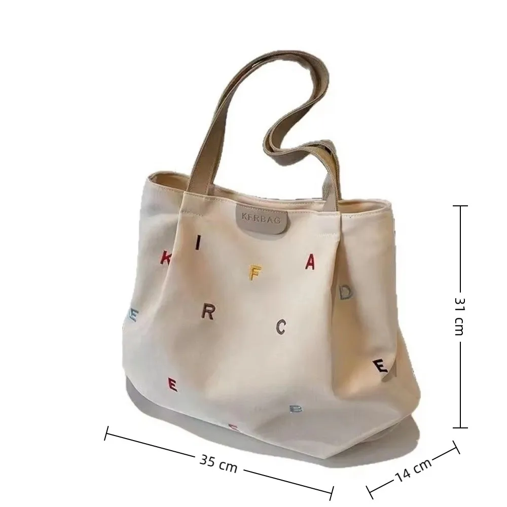 Bolso lona bordado letras grandes de hombro ligero - imagen 4