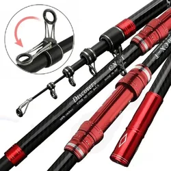 Caña surfcasting telescópica de carbono para señuelos