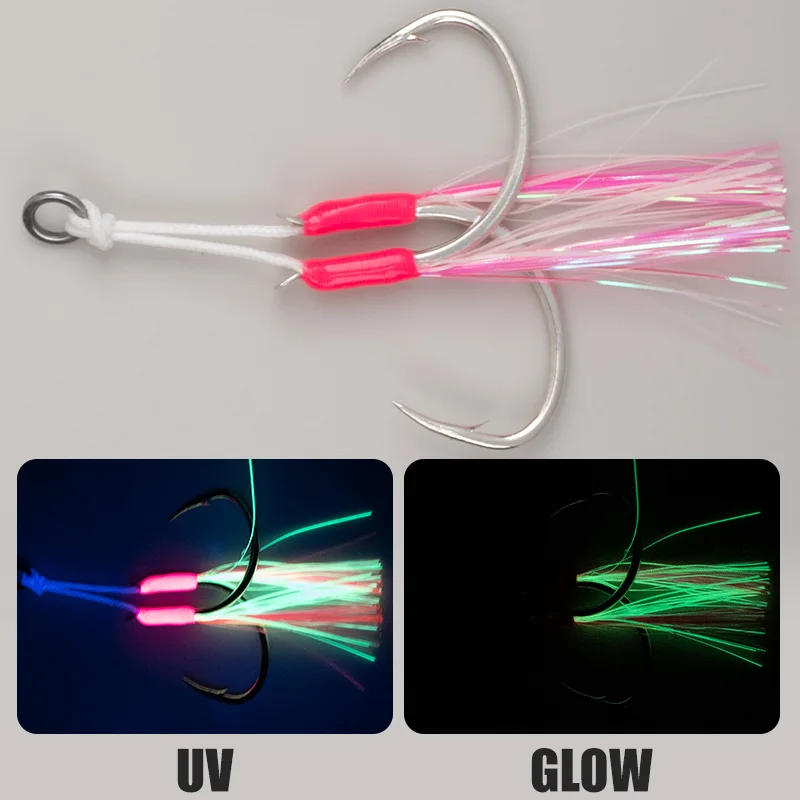 Obsession HK045 anzuelos dobles de asistencia Mustad luminosos - imagen 2