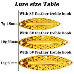 Señuelo cuchara giratoria de metal con lentejuelas para trucha
